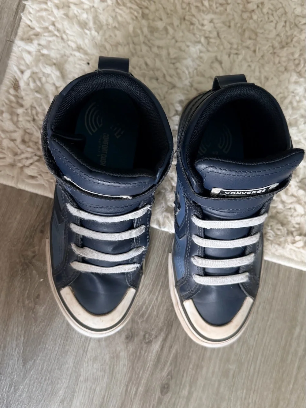 Converse Kids Navy High-Top Sneakers with White Laces